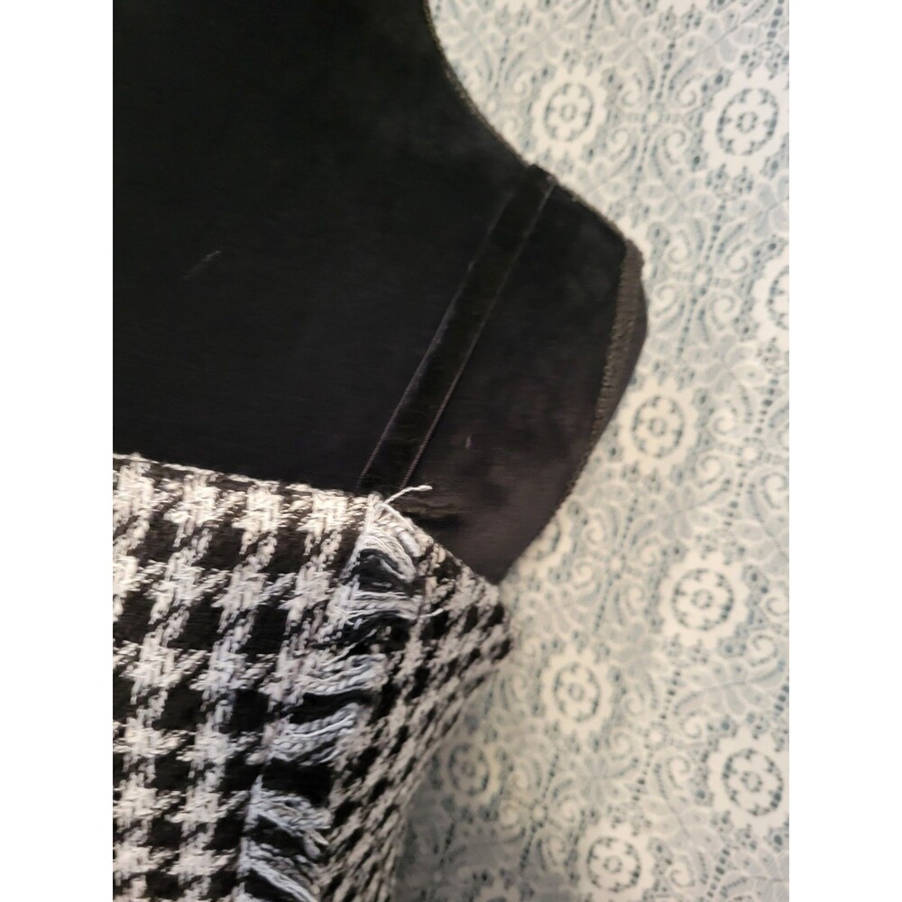 NWT Forever 21 Tweed Houndstooth Mini Dress with Fringe Detail - Picture 3 of 16